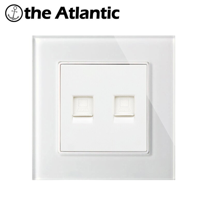 Atlectric Rj45 TV Internet Data Interface Socket Wall Socket Luxury Glass Panel outlet Television Computer Jack Plug