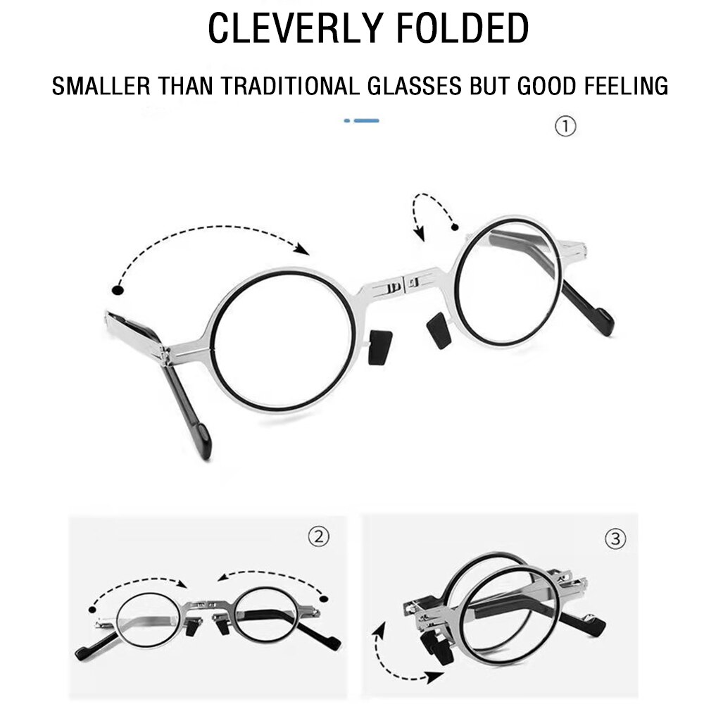 Lunettes de lecture rondes et pliantes en métal pour hommes, lumière bleue, monture étroite pour ordinateur