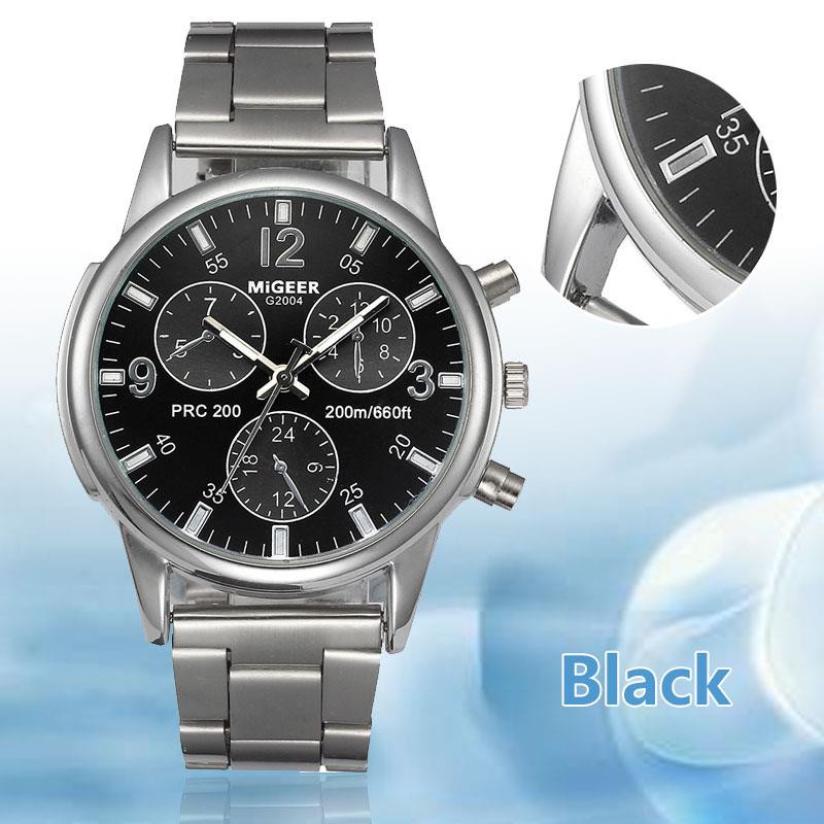 Heren Horloge 1Pc Mode Mannen Kristal Rvs Analoge Quartz Horloge Armband 2018JUL9