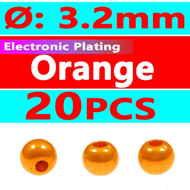 Wifreo 20PCS 3.2mm 1/8&quot; Colored Fly Tying Brass Beads Beadhead Nymph Stonefly Streamer Fly Fishing Trout Fly Material Rainbow: 20pcs Orange 3.2mm