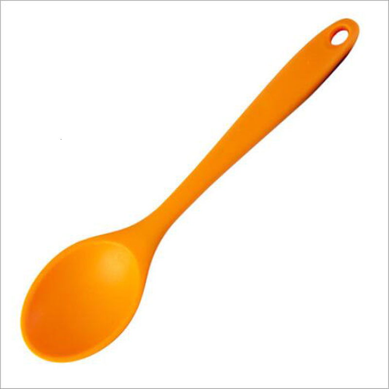 Household Silicone Spoon Heat Resistant Easy To Clean Non-Stick Spoons Kitchenware Salad Spoon Kitchen Scoop Tableware Tools: orange