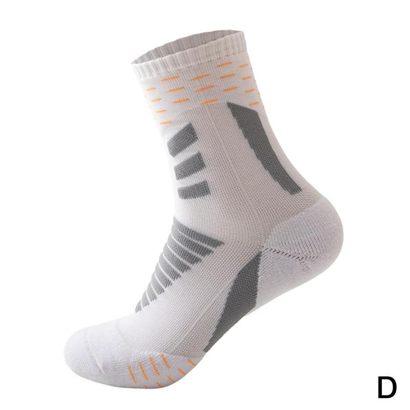 1Pair Cycling Thicken Men Basketball Socks Deodorant Quick-drying Breathable Running Male Sports Long Tube Sock: long white
