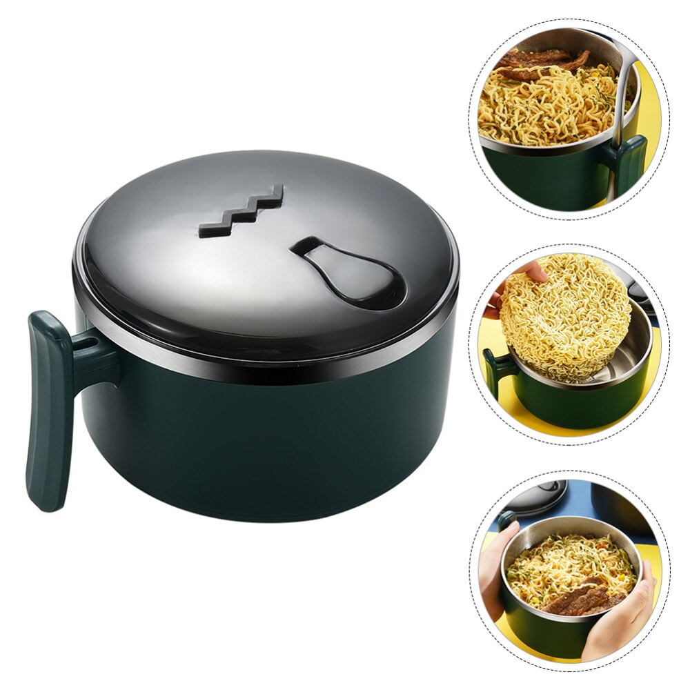 Instant Noodle Kom Chic Container Servies Bestek Soep Container Met Handvat En Deksel Voedsel Container Noedelkom