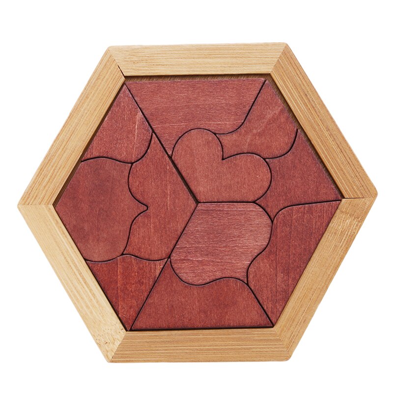 Giocattoli educativi per bambini in legno sette pezzi di Puzzle Puzzle a forma di cuore Puzzle intelligente giocattolo di riconoscimento della forma di educazione precoce