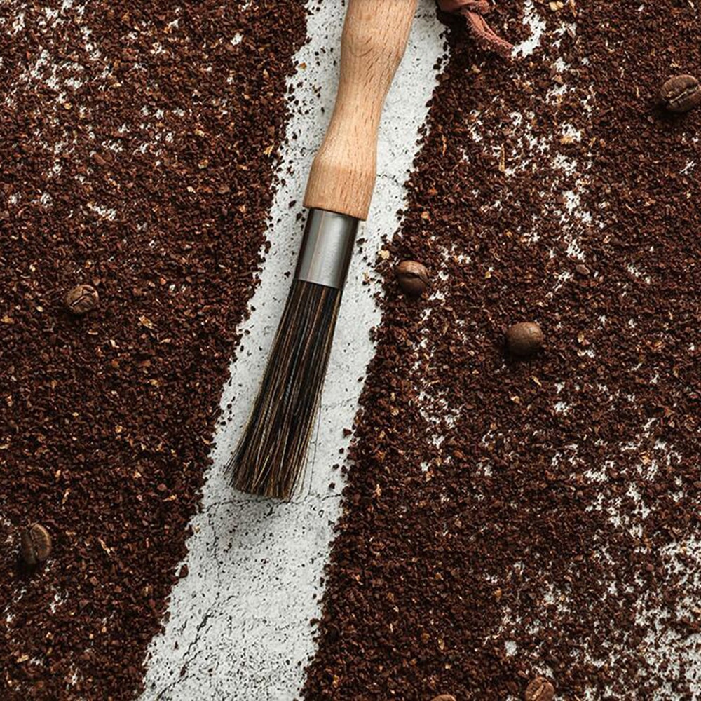 Lang trehåndtak børste kaffekvern rengjøringsbørste med snor kaffekanne børste rengjøringsverktøy til barista hjemmekjøkken