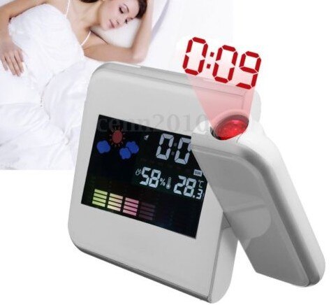 Led USB Projection Alarm Clock Digital Date Snooze Function Backlight Projector Calendar Desk Table Led Clock With Time: Style B White