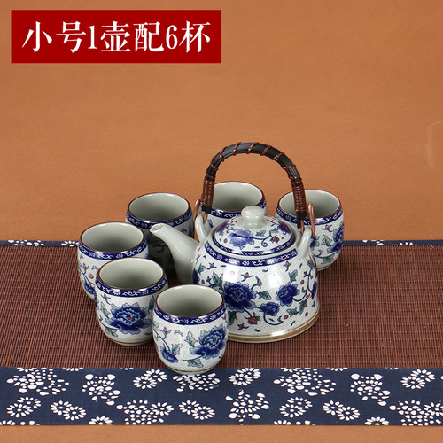 Kinesisk stil jingdezhen keramisk tekanna tekopp stor blå blomma porslinskanna filtrerad teflaska set hem te träbricka: Gryta liten 6 dl