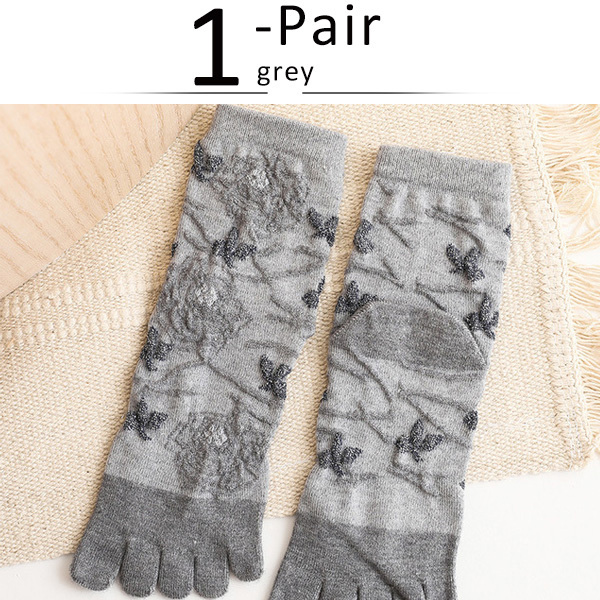 Meia curta com cabelo de coelho, de boa qualidade, feminina, com dedos, flores, harajuku, meias de cinco dedos, tecer, moda, novidade sólida, venda quente: Cinza