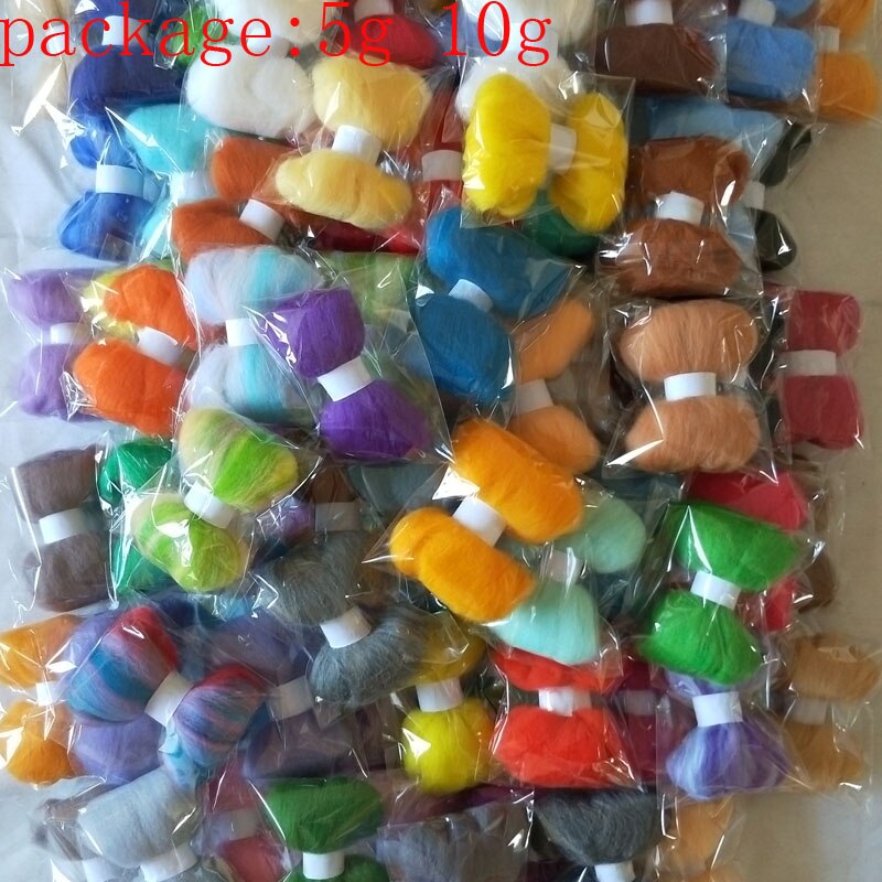 WFPFBEC wol voor vilten 70g 7 kleuren 10g/kleur wol roving fiber naald vilt dool set