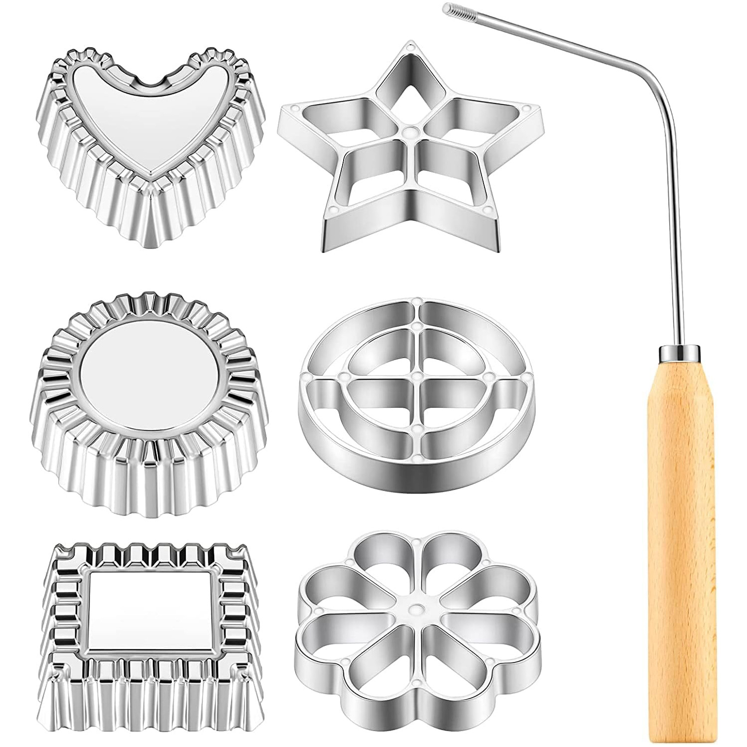 Aluminum Rosette Maker Molds Bunuelos Mold With Handle Pastry Tools Achappam Cookie Maker Baking Cooking Kitchen Accessories