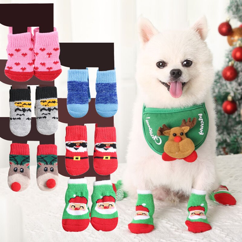 4 Stuks Jaar Huisdier Sokken Hond Sokken Kerst En Antislip Teddy Kat Leuke Meerdere Stijlen Optioneel Hond sokken