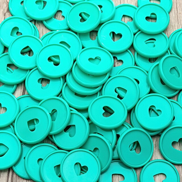 100PCS Colorful Heart Binder Rings Mushroom Hole Loose Leaf Ring Round Binding Plastic Disc Buckle Hoop DIY Binder Notebook: green