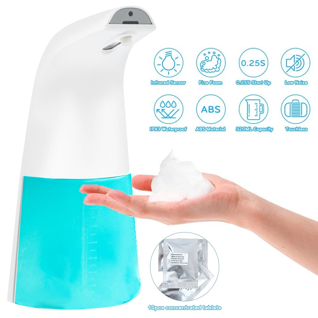 250ml Automatic Touchless Induction Hand Washer Induction Foam Soap Dispenser Intelligent Sensor Liquid Soap Washing Dispenser