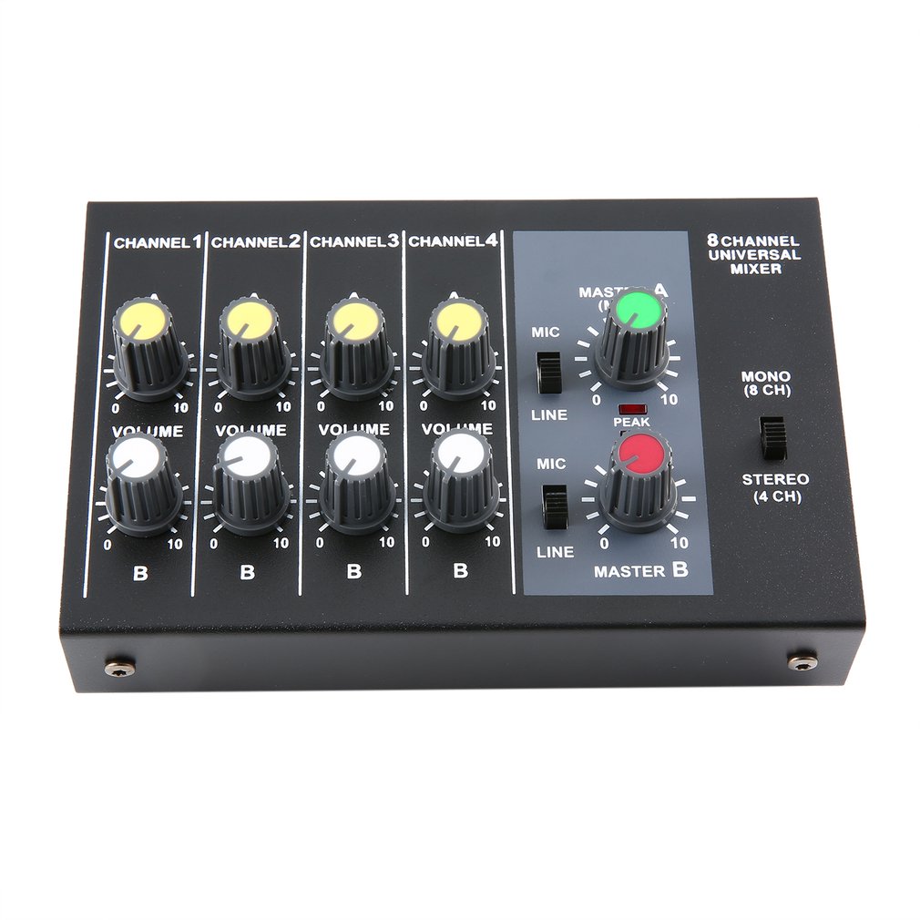 8 Channel Digital Mixing Console Karaoke Universal Mixer Console Mono/Stereo Microphone Mixer Console Adjusting Panel