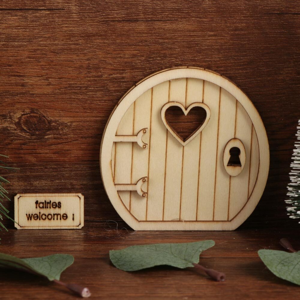 Ourwarm 6 stk træ fe havedør håndværk alf håndværk diy favor miniature fe haven tegn diy vintage hjem indretning hobby
