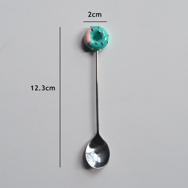 donut fork spoon coffee blender household kitchen stainless steel fork spoon tool kitchen accessories supplies: Blue spoon