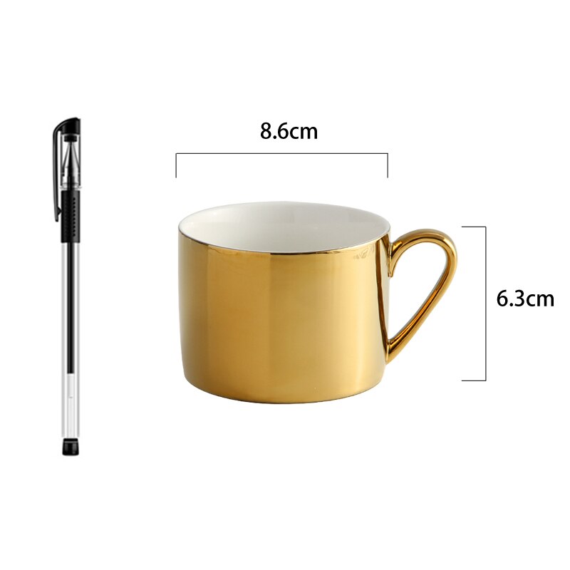 Kaffekoppsett Gull/Sølv Bone China - 260ml & 330ml Kopper med Skål: Gull 260ml