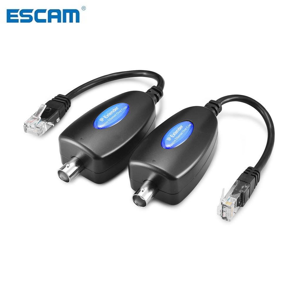 ESCAM 1-CH Passive IP Extender over Coax Transmit IP Camera signal over Existing Coaxial Cable at 100Mbps