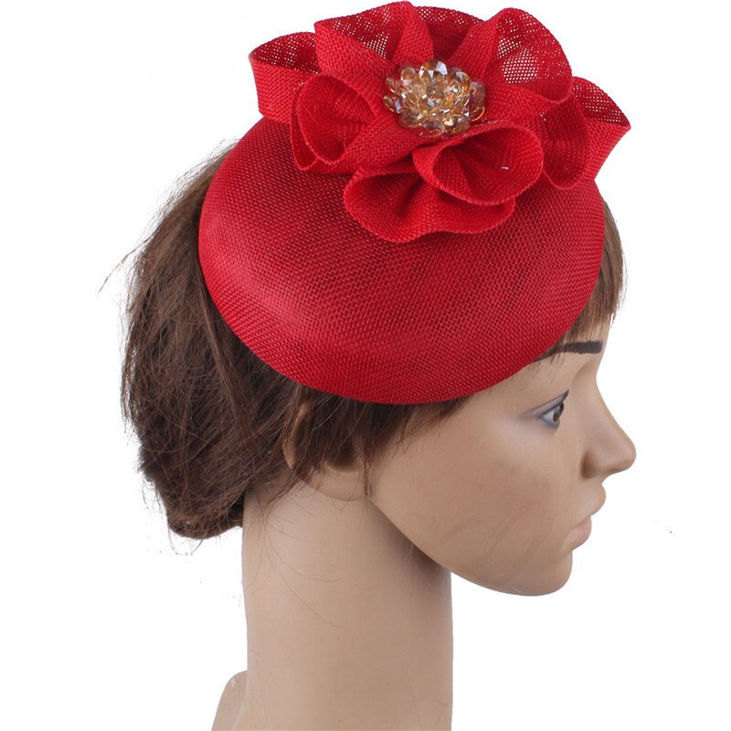 FS-gorros de boda para mujer, sombrero con pinza para el pelo, , nupcial, iglesia, Fedora, pastillero: Red