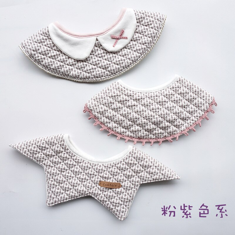 Kleinkind Baby Lätzchen Baumwolle Wasserdicht Lätzchen Baby freundlicher Speichel Handtuch Spucktücher Mit Quaste Art Zubehör: 3Stck  Violett