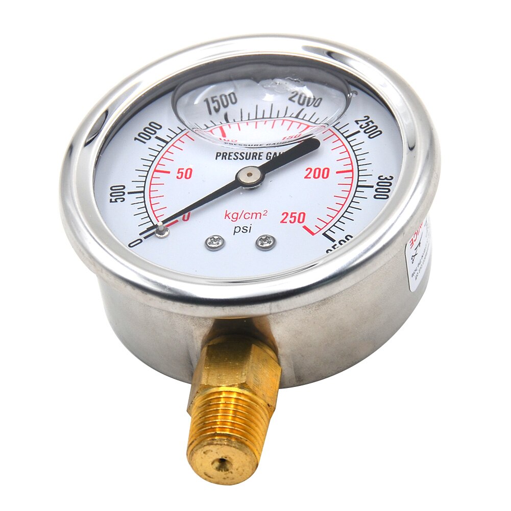 Medidor de presión de fluido hidráulico, manómetro de rosca Us de 0-3500Psi, peso ligero de pequeño volumen