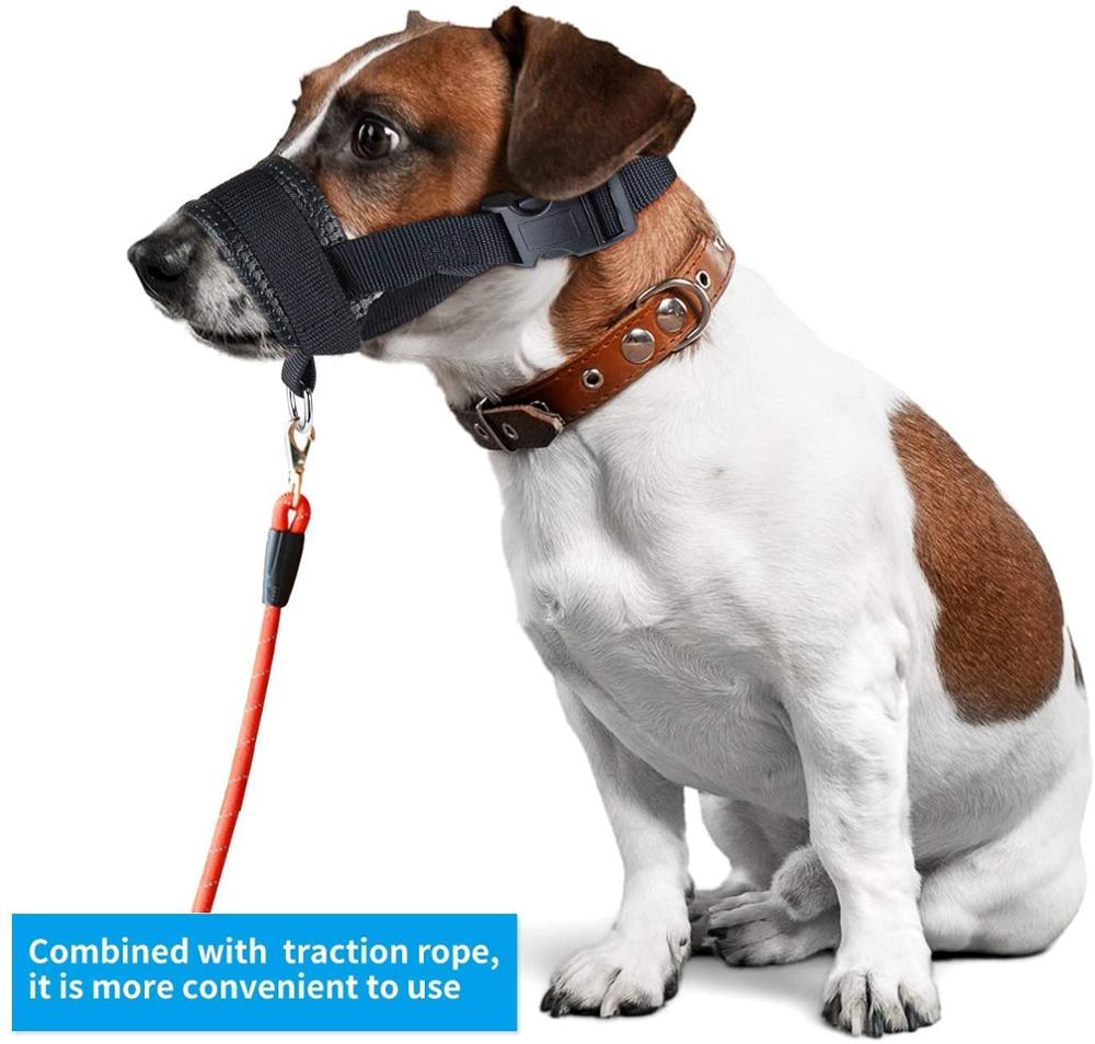 Koiran kuonokoppa nailon pehmeä pehmuste säädettävä lenkki musta pienille, keskikokoisille ja suurille koirille pureskelua estävä, hengittävä