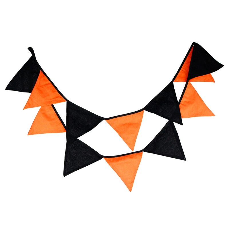Triangle Pull Flag Cotton Cloth Halloween Decoration Party Pull Flag Orange Black
