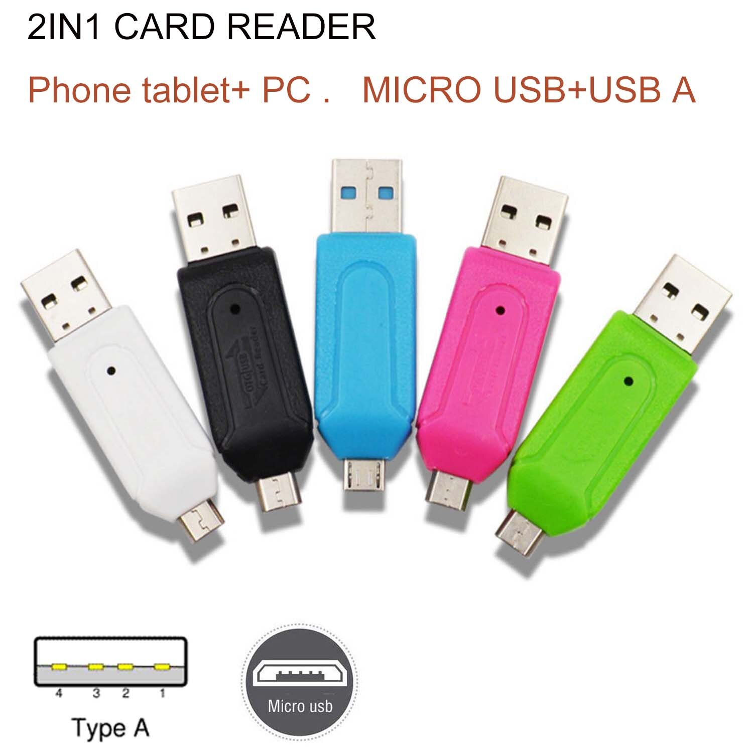 Micro USB 2.0 SD T-Flash MMC SD SDHC TF Memory Card Reader OTG Adapter for Phone PC Tablet