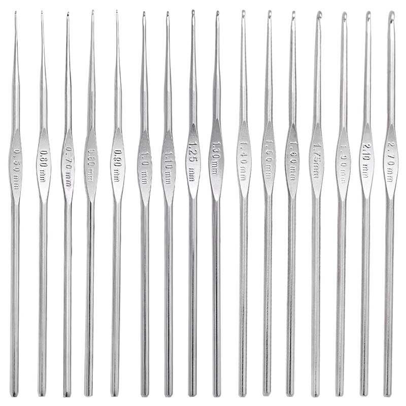 RORGETO Crochet Hooks Kit Yarn Hook Crochet Needles Sweater Weaving Knitting Sewing Yarn Needles for Beginners Silver 0.5-2.7