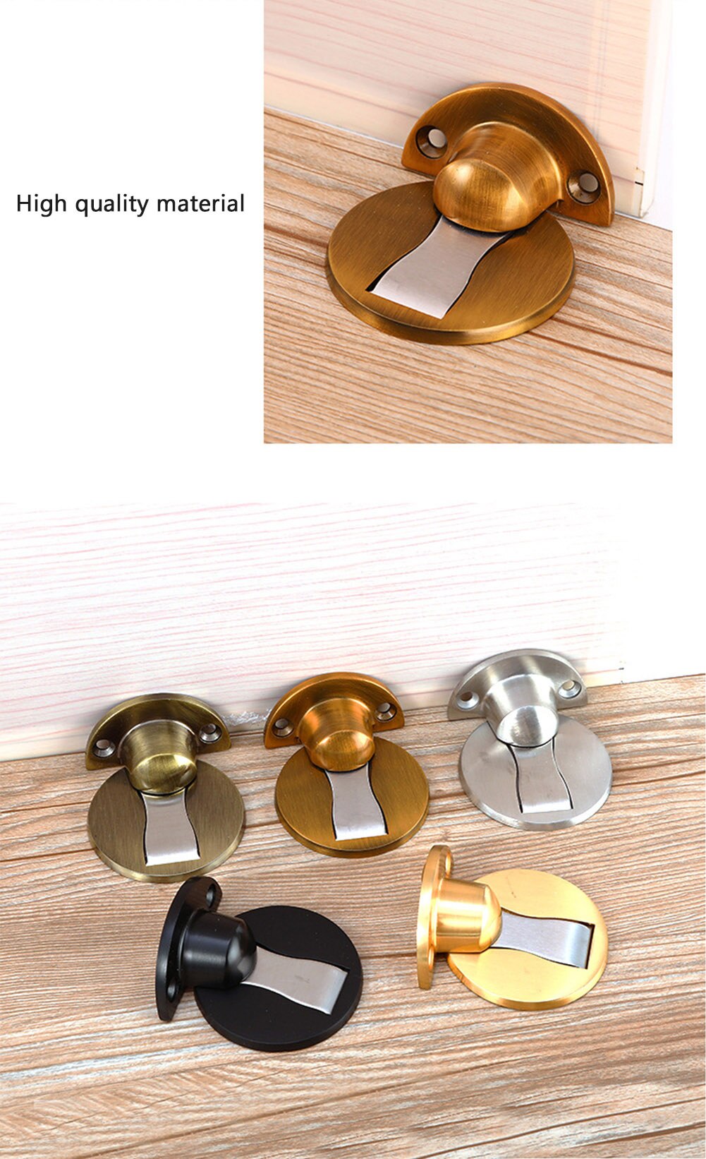 Home Improvement Magnetic Door Stops 304 Stainless Steel Door Stopper Door Holders Catch Floor Nail-free Doorstop Door Hardware