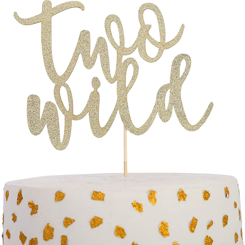 Born two be wild flash-banner, toårsbanner , 2nd fødselsdagsfestdekoration (guld): Dyb safir