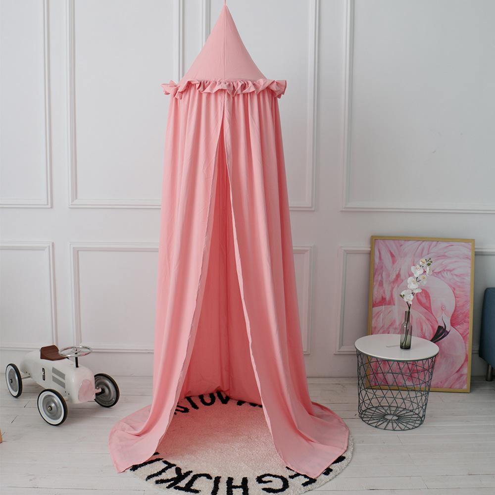Baby Volant Bettdecke Moskito Krippe Netting Vorhang Bettwäsche Runde Dome Zelt Baumwolle: Pink