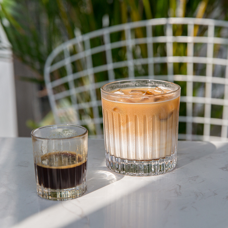 Espressoglaskopp värmebeständig kaffemugg glasmugg med tjock botten för barista latte retro whiskyglas hem dryck