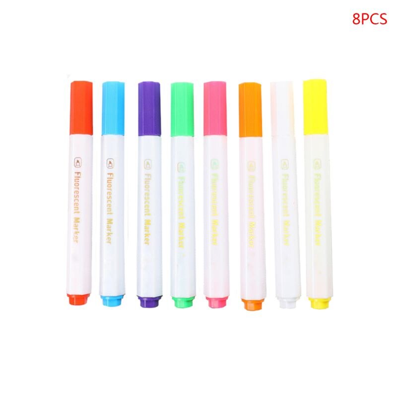 8 Kleuren Fluorescerende Vloeistof Krijt Marker Pennen Uitwisbare Markeerstiften Led Schrijven 19QA