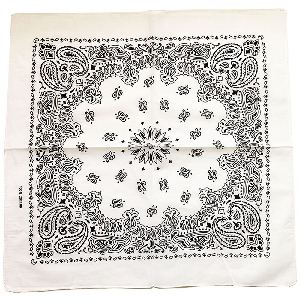Bandana negra Unisex de mezcla de algodón estilo Hip Hop, cinta de pelo adorno de cabeza, pañuelo para cuello y muñeca, pañuelo cuadrado mágico para la cabeza: White