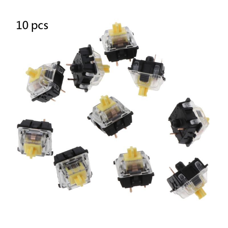 10Pcs Mechanical Keyboard Gateron MX 3 Pin Yellow Switch Transparent Case 667C