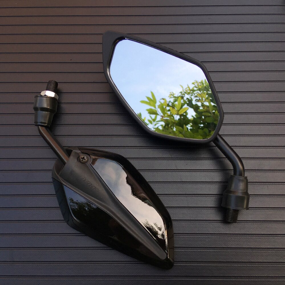 Universual Motorfiets Achteruitkijkspiegels Motorbike 360 Graden Rotatie Motorrijwiel Scooter Side Spiegels 10Mm: Black