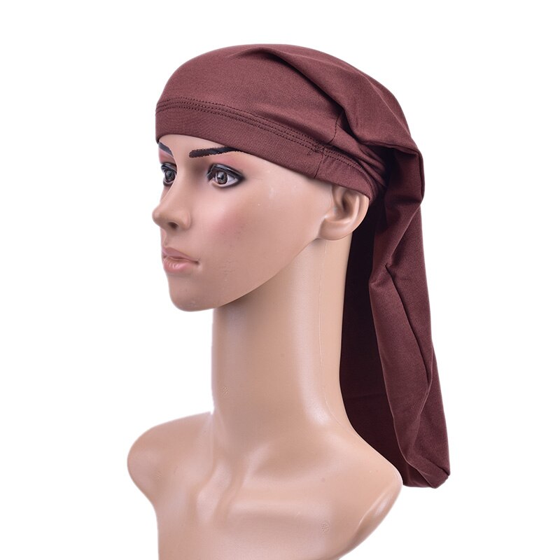 Lange Haar Sok Cap Slaap Hoeden Wrap Night Cap 1Pc Haarverzorging Motorkap Slaapmutsje Unisex Cap Motorkap De Nuit zwart