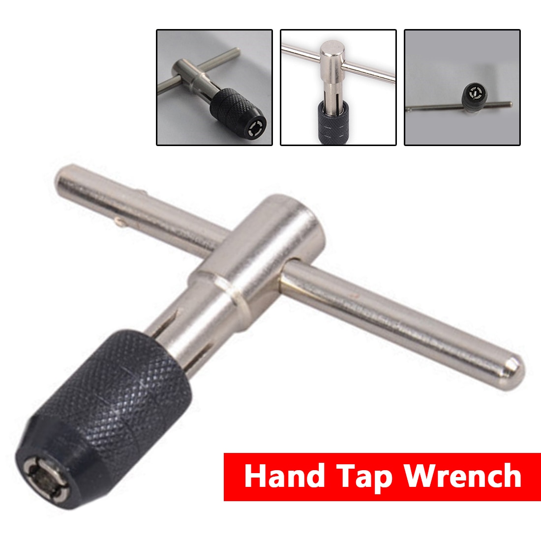 1/8"-1/4" T Type Screw Tap Holder Handle Adjustable Screw Tapping Threading T-Handle Tap Wrench Chuck M3-M6 Hand Toolx