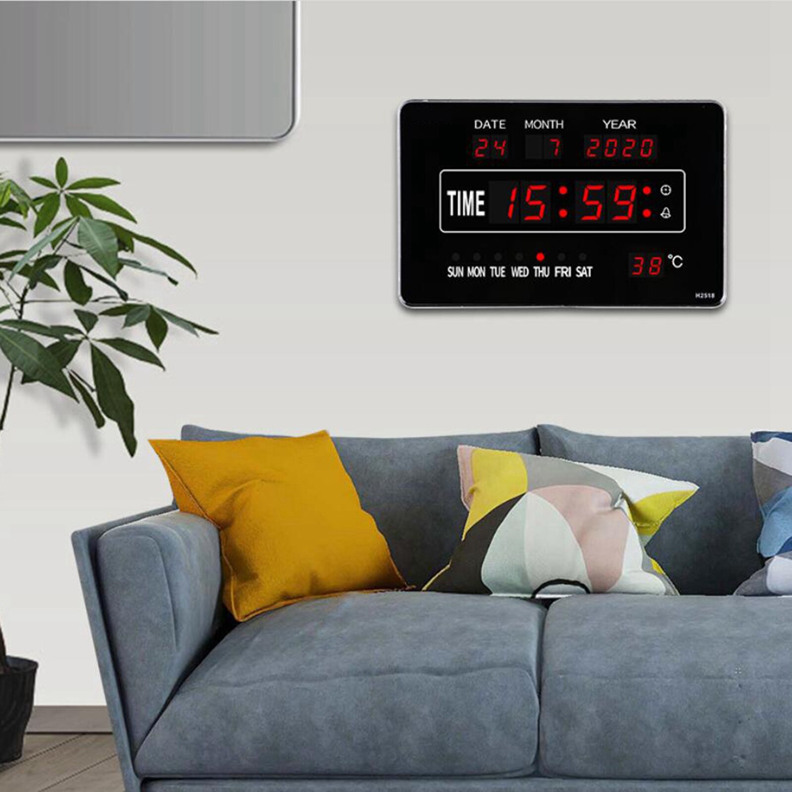 Led Digital Alarm Clock Large Led Wall Clock 24 Hours Display, USB Powered