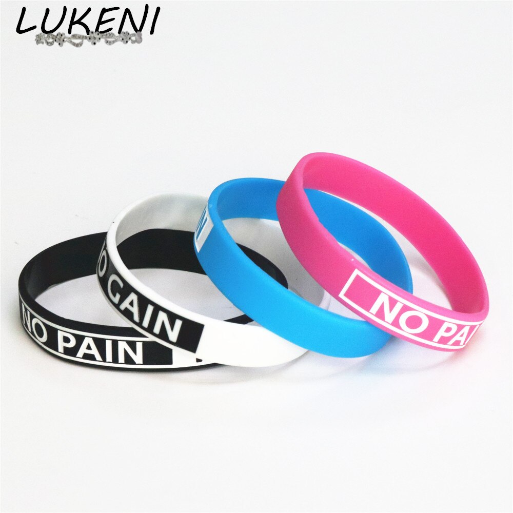 Lukeni 50Pcs Siliconen Armband Bangles No Pain No Gain Motivatie Siliconen Polsbandje Volwassen SH082
