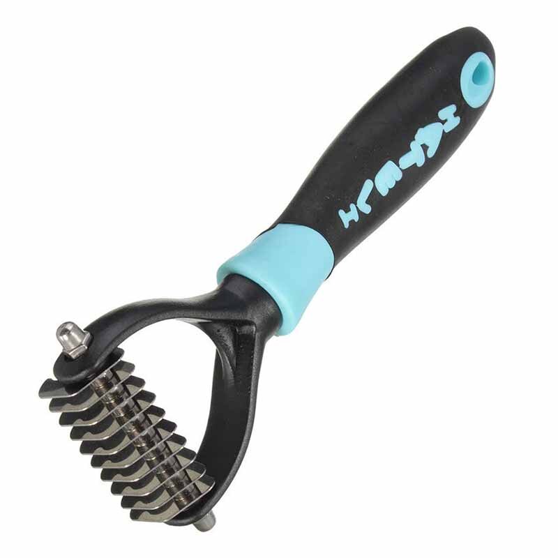 1pc Combs Dog Pet Hair Deshedding Comb Stainless Steel Dog Cat Hair Removal Brush Comb Pet Grooming Tool Hair Removal Comb: 01 blue