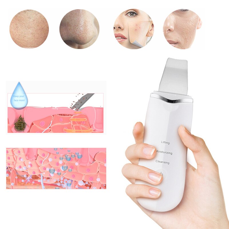Professionele Ultrasone Facial Skin Scrubber Trillen Diepe Gezicht Cleaning Huid Schoonheid Instrument Verwijderen Mee-eter Rimpels Tool