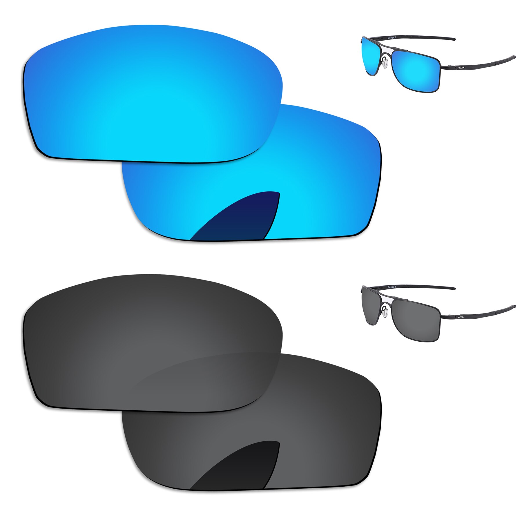 Alphax Vervanging Lenzen Voor-Oakley Gauge 8 M OO4124 Zonnebril Gepolariseerde-Meerdere Opties: 2 Pairs-Black-Blue