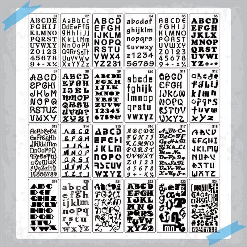24pcs/set Alphabet Letters Drawing Template Stencil Painting Embossing Scrapbooking DIY Album Decorative