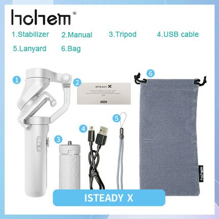 Hohem ISteady X 3-Axis Foldable Gimbal Stabilizer Handheld Gimbal for IPhone for Xiaomi Smartphone Action Camera TikTop Vlog