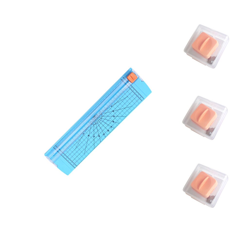 A4 A5 Papier Cutter Cut Kantoorbenodigdheden Plastic Zwart Verstelbare Hoek Met Crop Heerser Cutting Mat Machine Liniaal Verborgen blade: blue with 3 heads