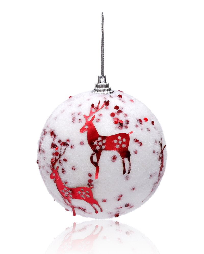 Kerst Decoratie, 80Mm Kerstbal/Ornament Rode Rendier, 3/Pack