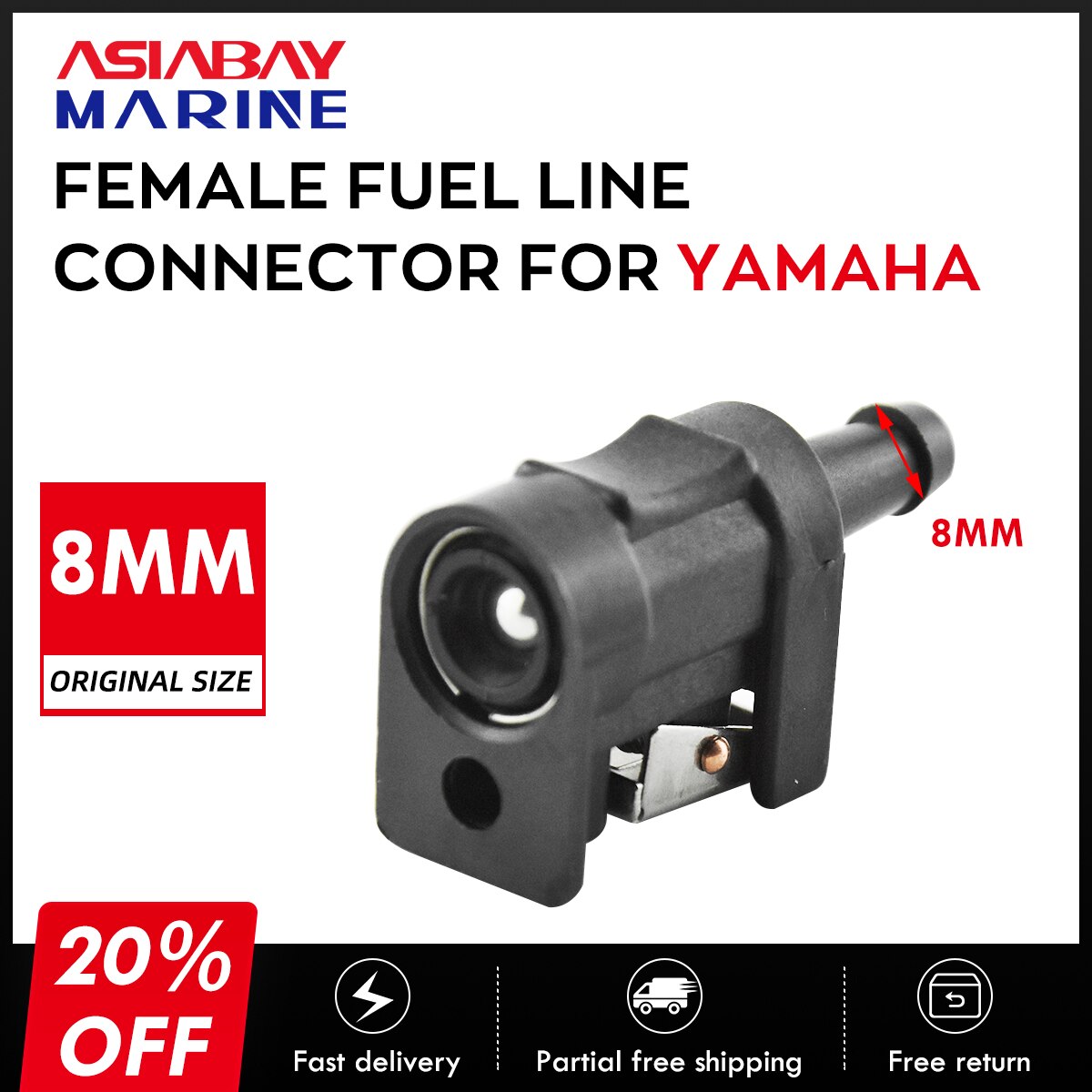 8mm 5/16'' Female Fuel Line Pipe Connector Fittings Adaptor For Yamaha Parsun Hidea Outboard Motor Engine Hose Boat Accessories