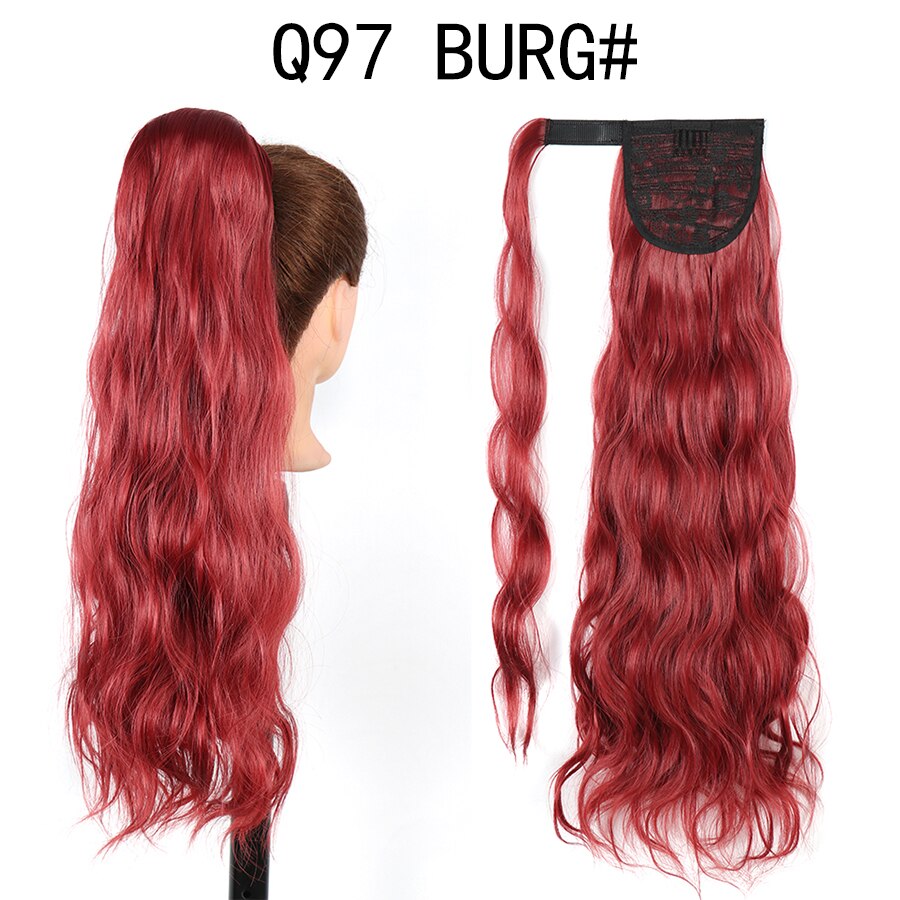 Hairpiece włosy w koński ogon rozszerzenie fałszywy ogon napowietrzny Natual faliste warkocze sznurek koński ogon z klipsami w syntetycznym: Q97-burg